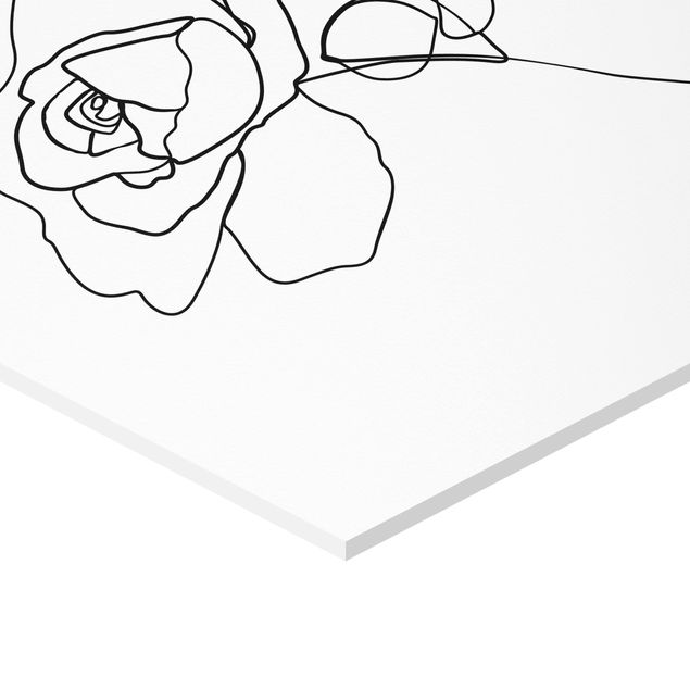 Tableau décoration Line Art Rose Noir et Blanc