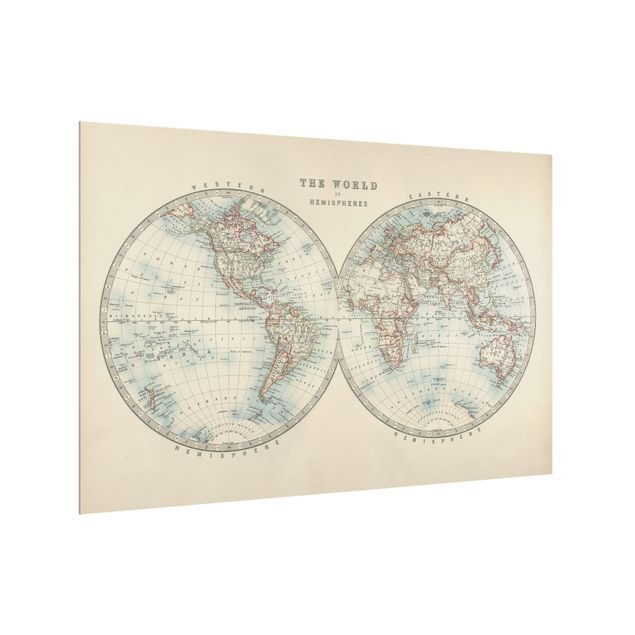 Fond de hotte - Vintage World Map The Two Hemispheres