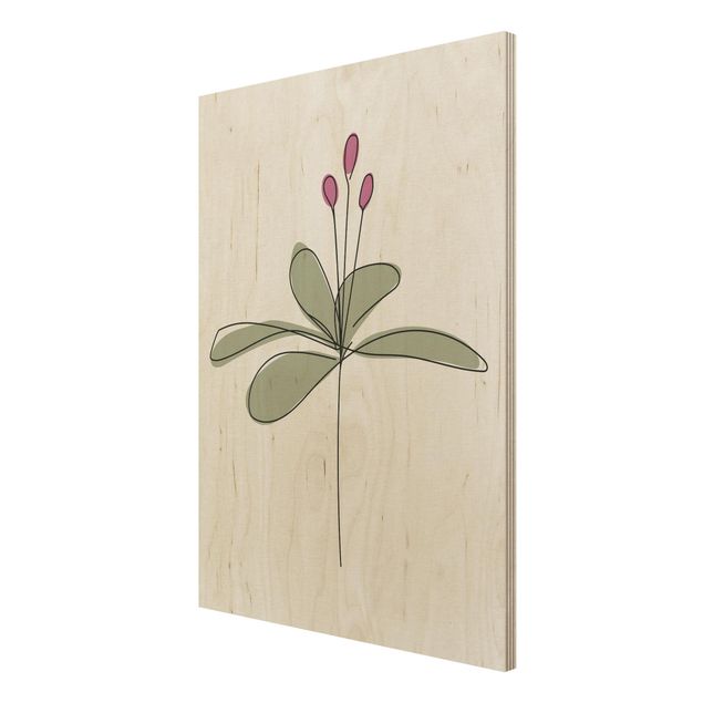 Tableaux en bois avec fleurs Line Art lys
