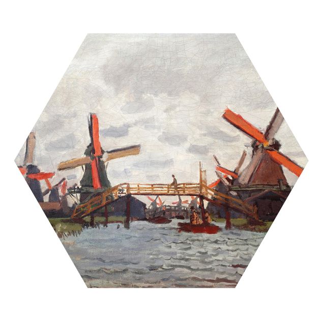 Tableau ville du monde Claude Monet - Moulins à vent à Westzijderveld près de Zaandam