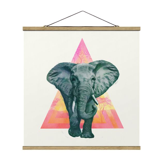 Cadre animaux Illustration Elephant Front Triangle Painting