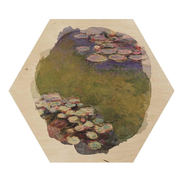 Tableaux en bois avec paysage Aquarelles - Claude Monet - Nénuphars