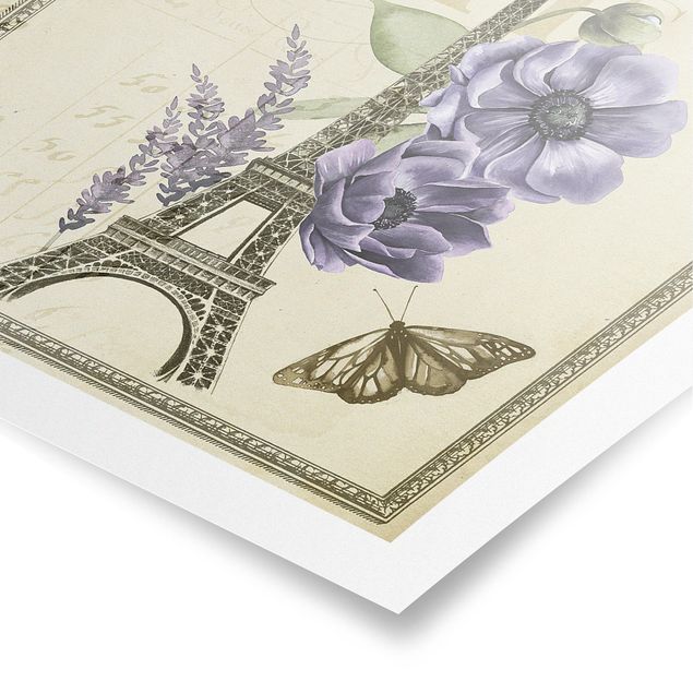 Tableaux fleurs Collage de Paris Tour Eiffel