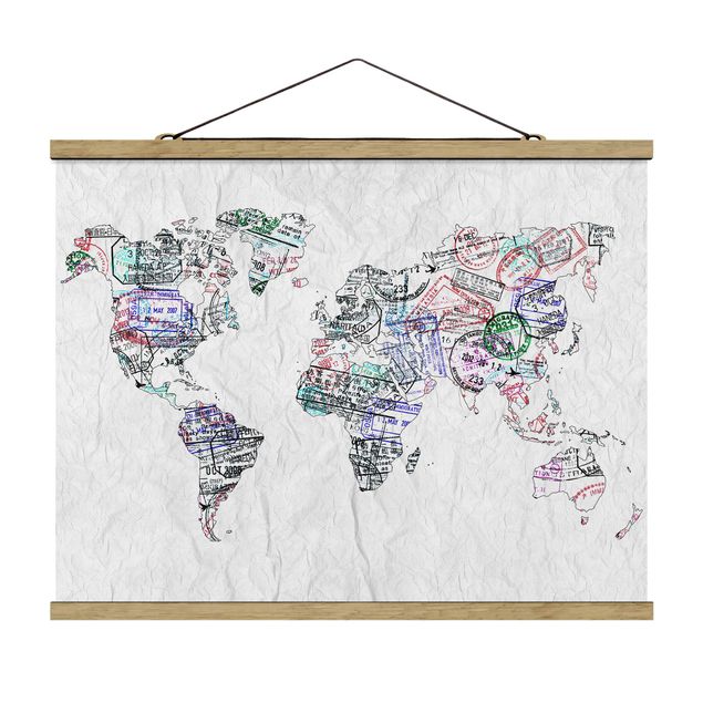 Tableau citations Silhouette urbaine de Passeport Carte du Monde