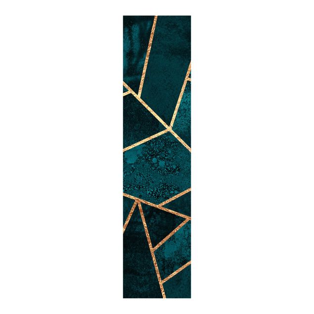 Panneaux coulissants avec dessins Turquoise foncé avec or