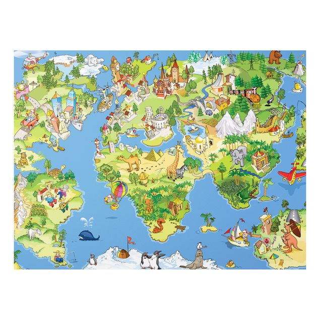 Tableau moderne Grande et drôle carte du monde