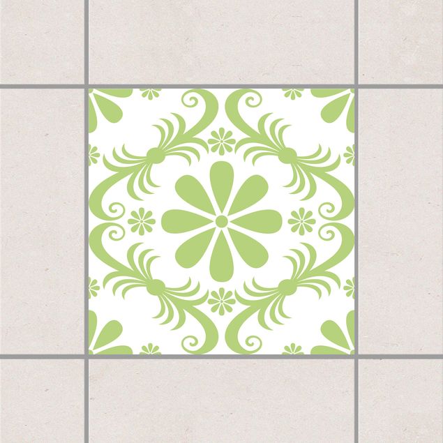Déco mur cuisine Flower Design White Spring Green