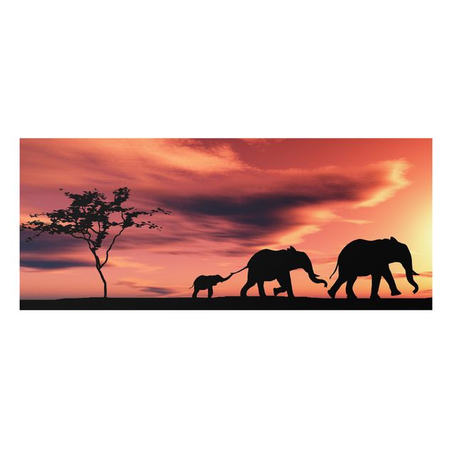 Tableau paysage Famille d'éléphants de Savannah