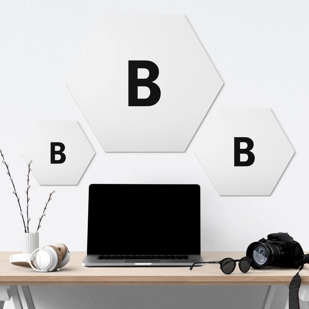 Hexagone en alu Dibond - Letter White B