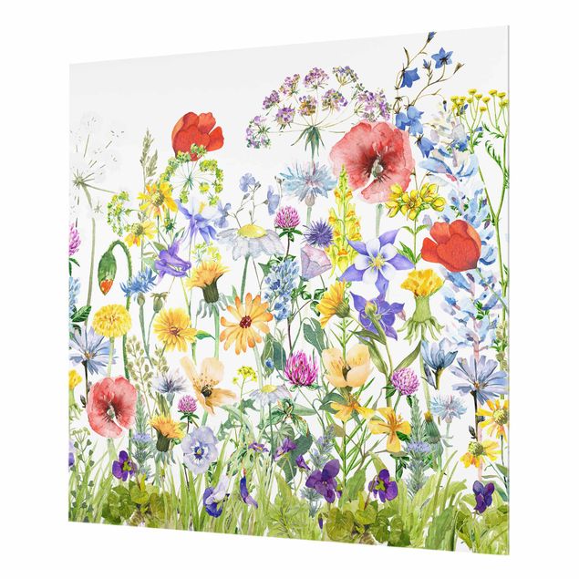 Fonds de hotte - Watercolour Flower Meadow - Carré 1:1