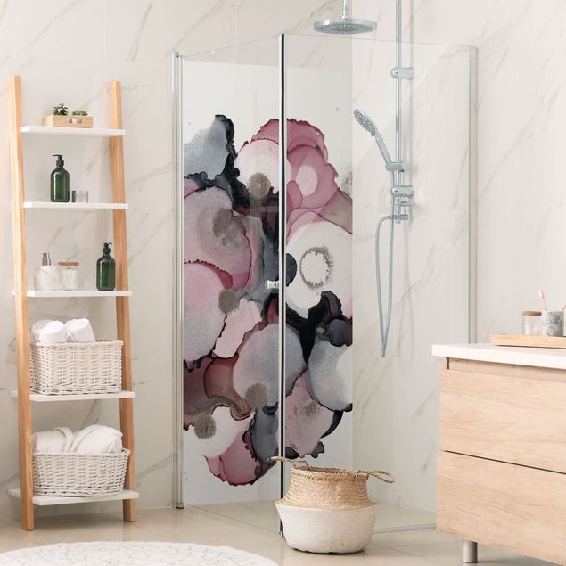 Panneau mural douche Gouttes De Beige Rose avec Or Rose
