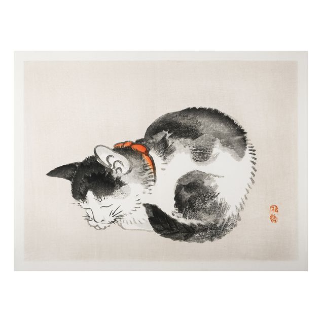 Tableau chats Dessin vintage asiatique Chat endormi