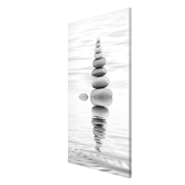 Tableaux modernes Tour de pierre dans l'eau noir et blanc