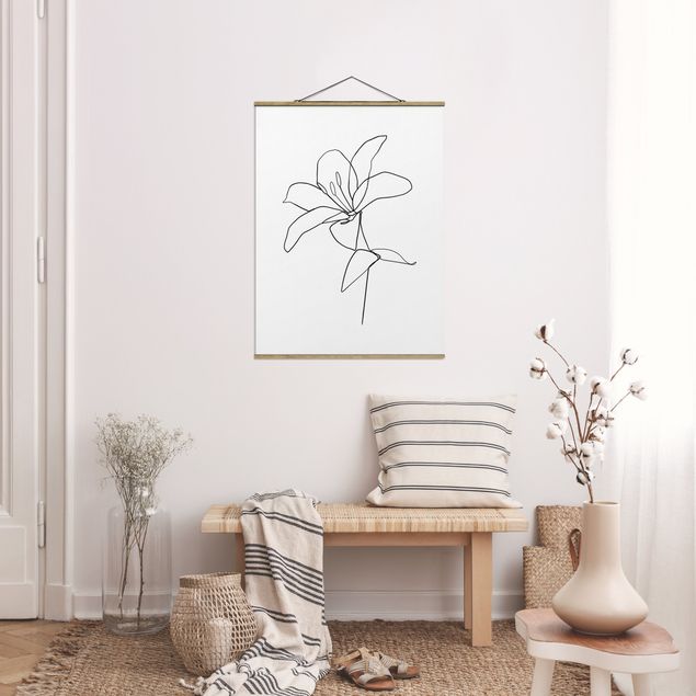Tableau moderne Line Art Fleur Noir et Blanc