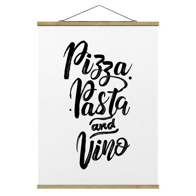 Tableaux noir et blanc Pizza, pâtes et vin