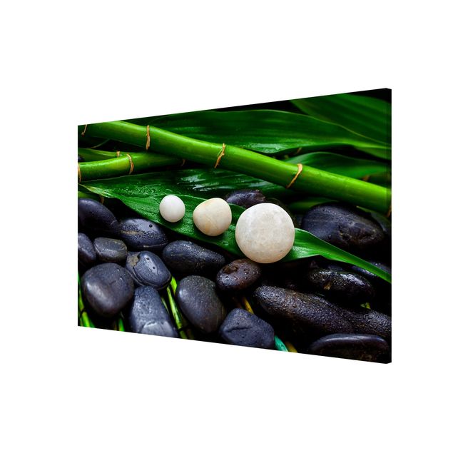 Tableaux magnétiques avec fleurs Bambou vert avec pierres zen