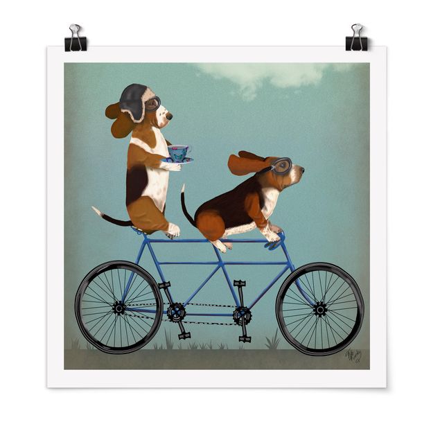 Tableaux chiens Cyclisme - Bassets Tandem
