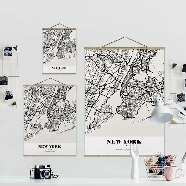 Tableaux noir et blanc Plan de la ville de New York - Classique