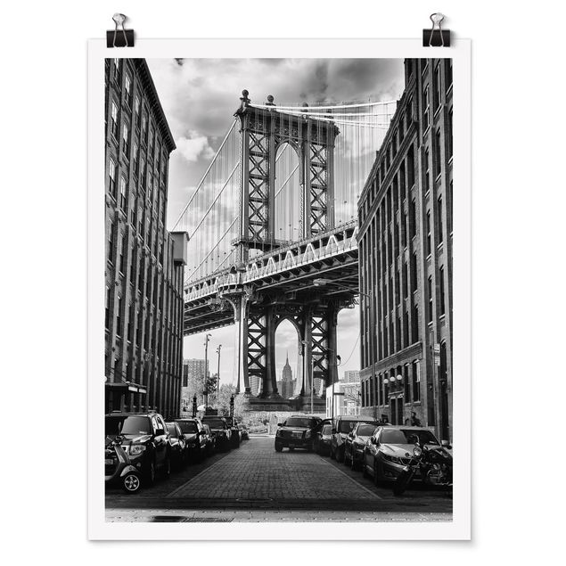 Posters en noir et blanc Pont de Manhattan en Amérique