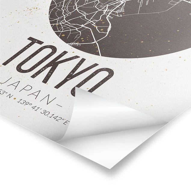 Tableaux marron Plan de ville de Tokyo - Rétro