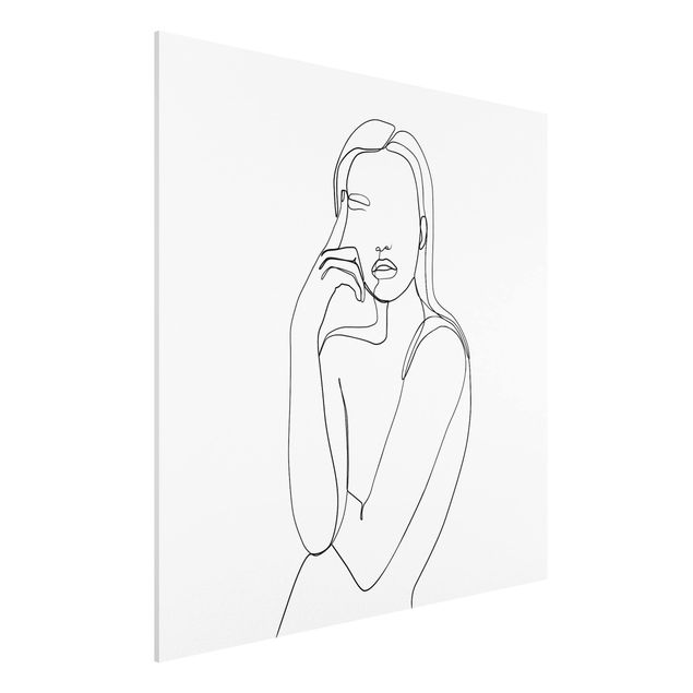 Tableaux Artistiques Line Art Femme Pensive Noir et Blanc
