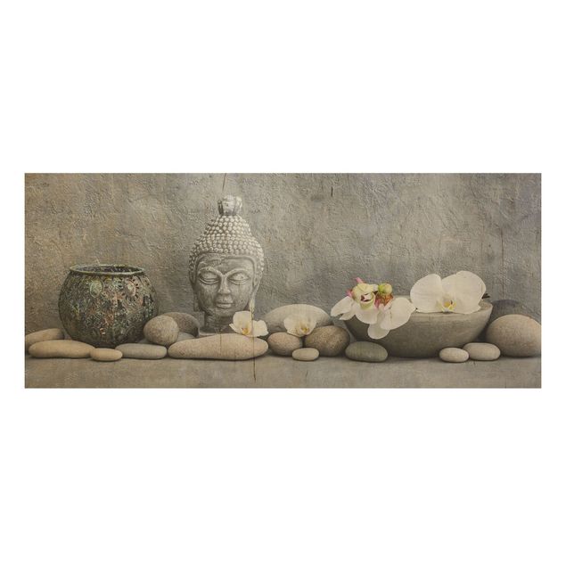 Tableaux de Andrea Haase Bouddha zen avec orchidées blanches