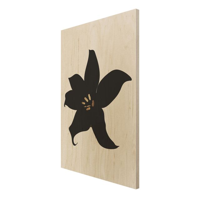 Tableau décoration Monde végétal graphique - Orchidée noire et or