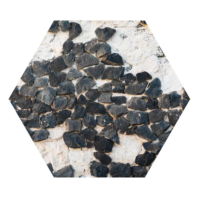 Tableau gris Mur avec pierres noires
