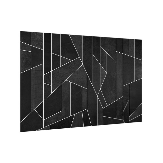 Fond de hotte verre Aquarelle géométrique noire et blanche