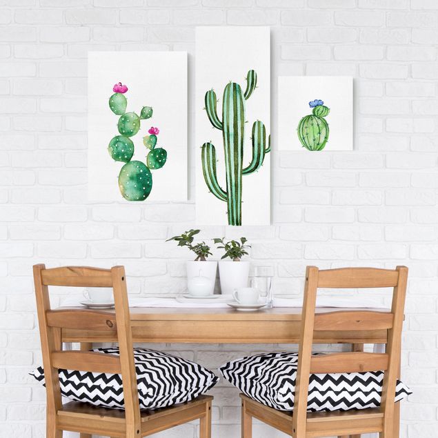 Tableaux modernes Lot de cactus aquarellés