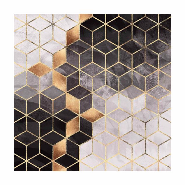 tapis abstraits Géométrie d'or noir et blanc