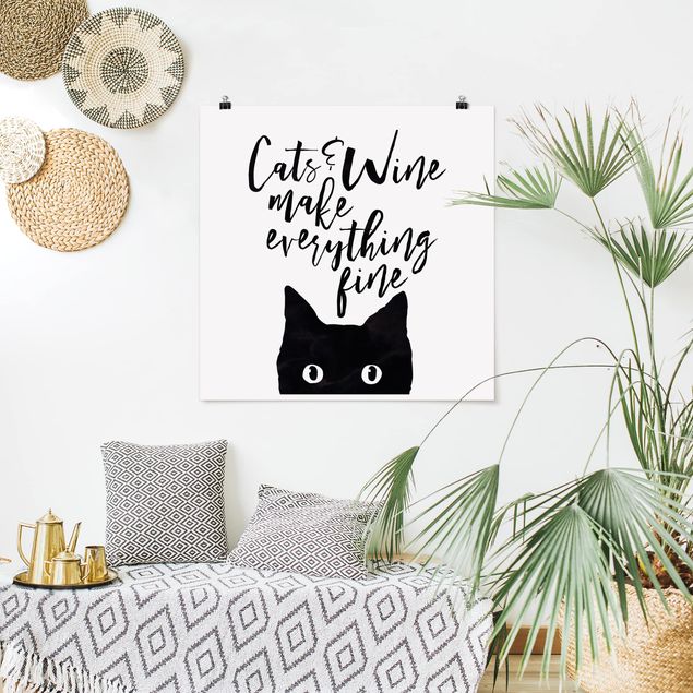Décorations cuisine Cats And Wine make Everything Fine - Chats et vin