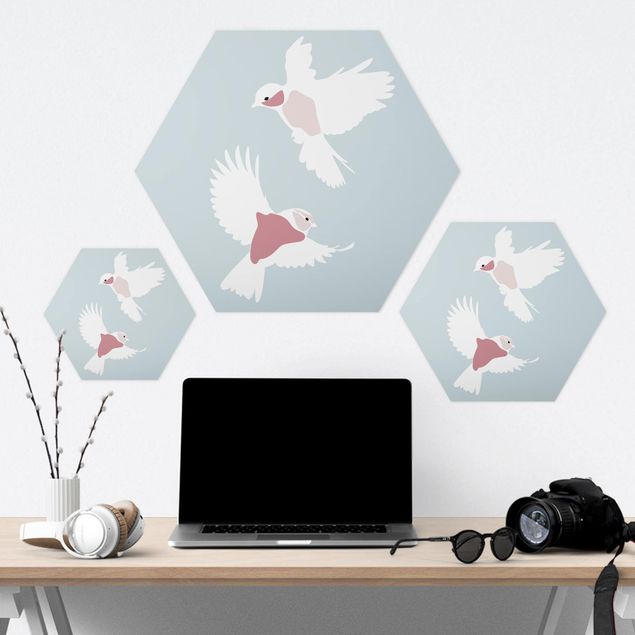 Hexagone en forex - Line Art Pigeons Pastel
