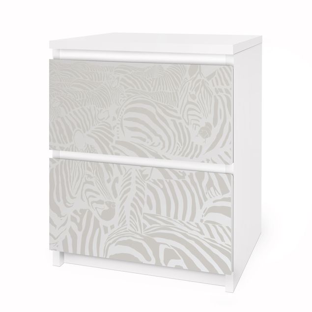 Papier adhésif pour meuble IKEA - Malm commode 2x tiroirs - No.DS4 Crosswalk Light Grey