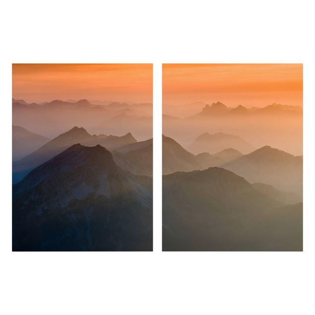Tableau toile coucher de soleil Vue de la montagne Zugspitze