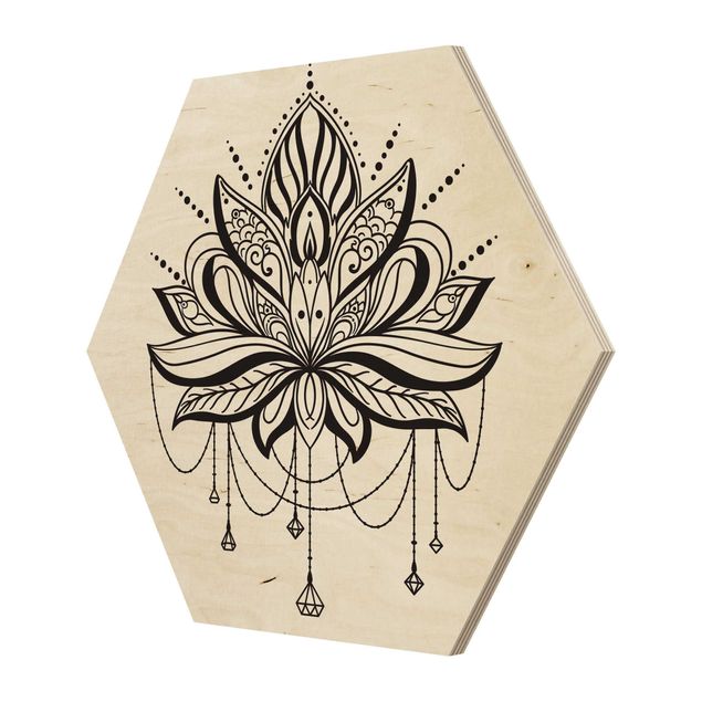 Hexagone en bois - Lotus With Chains