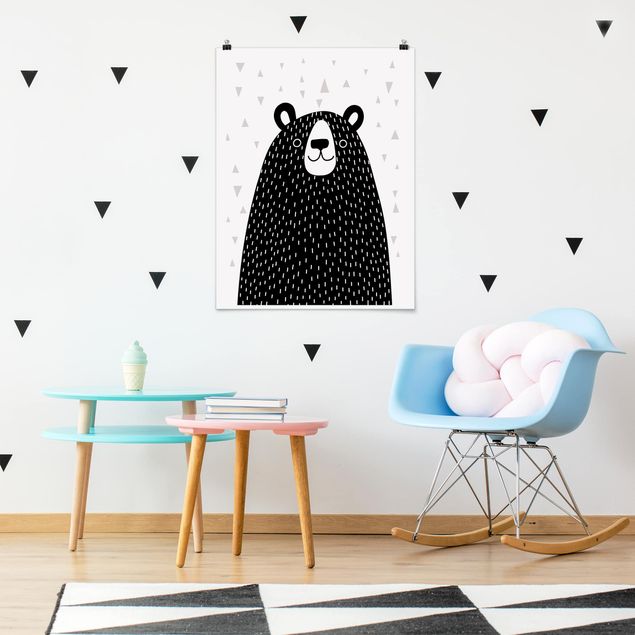 Posters en noir et blanc Zoo à motifs - Ours