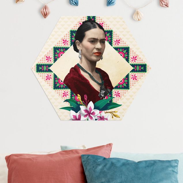 Tableaux moderne Frida Kahlo - Fleurs et géométrie