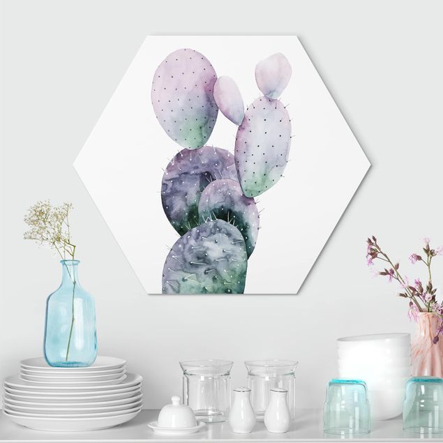 Tableau moderne Cactus en violet I