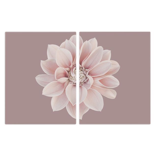 Cache plaques de cuisson en verre - Dahlia Flower Lavender White Pink