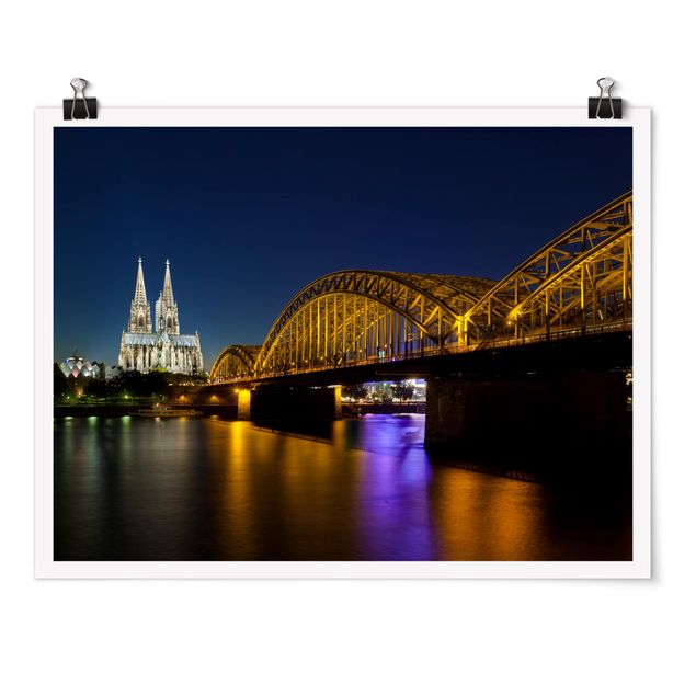 Tableau ville Cologne la nuit