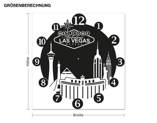 Autocollant mural Silhouette urbaine de Las Vegas avec lettrage