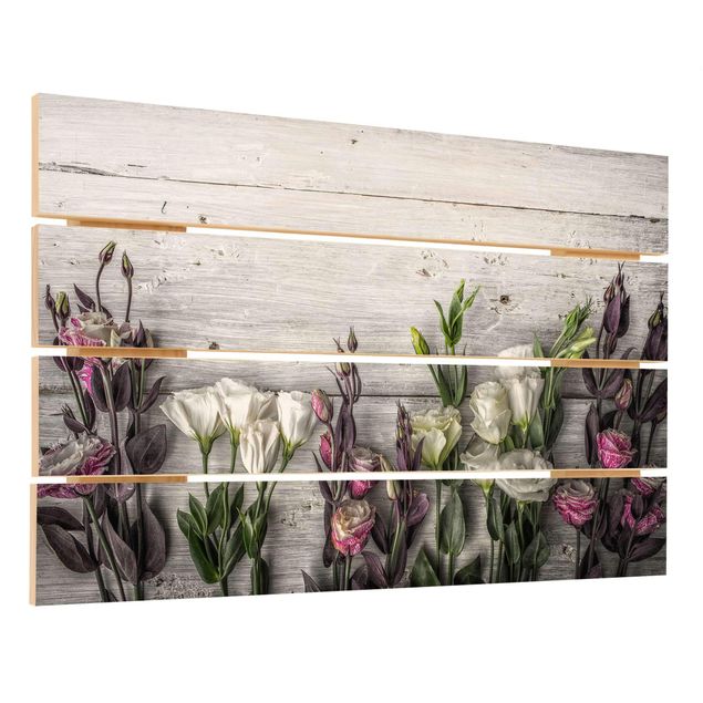 Impression sur bois - Tulip Rose Shabby Wood Look