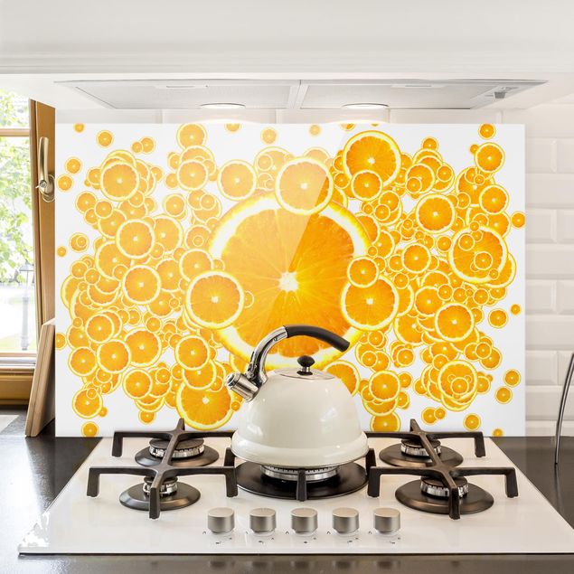 Déco mur cuisine Motif Retro Orange