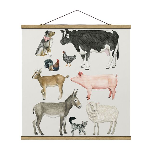 Tableau moderne Famille d'animaux de la ferme I