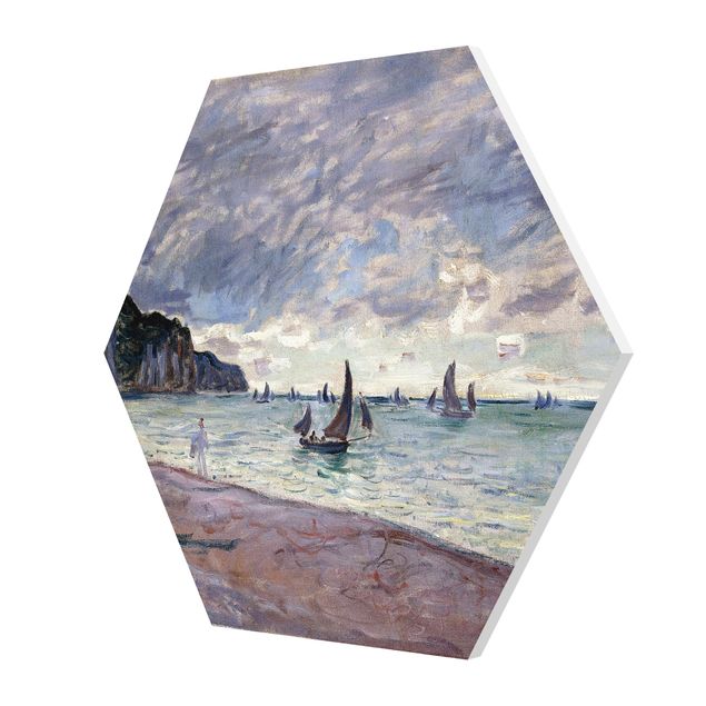 Décoration artistique Claude Monet - Bateaux de pêche devant la plage et les falaises de Pourville