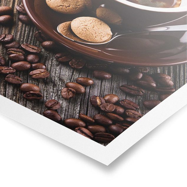 Tableaux marron Tasses à café avec grains de café