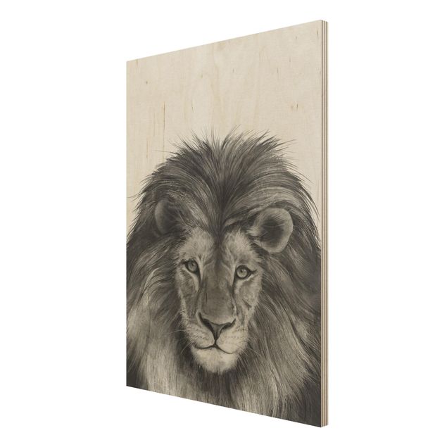 Tableaux de Laura Graves Illustration Lion Monochrome Peinture