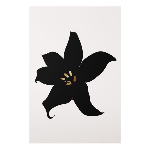 Tableau poissons Monde végétal graphique - Orchidée noire et or