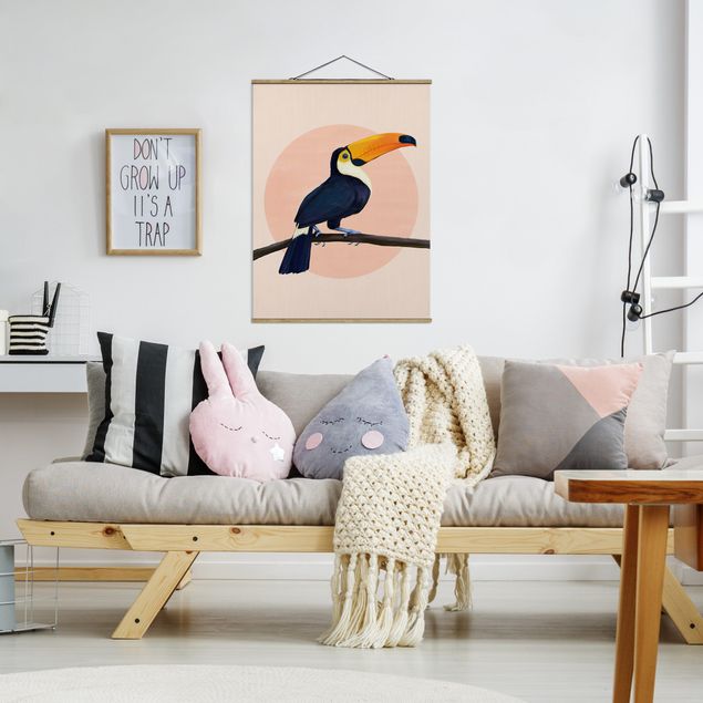 Tableaux animaux Illustration Oiseau Toucan Peinture Pastel
